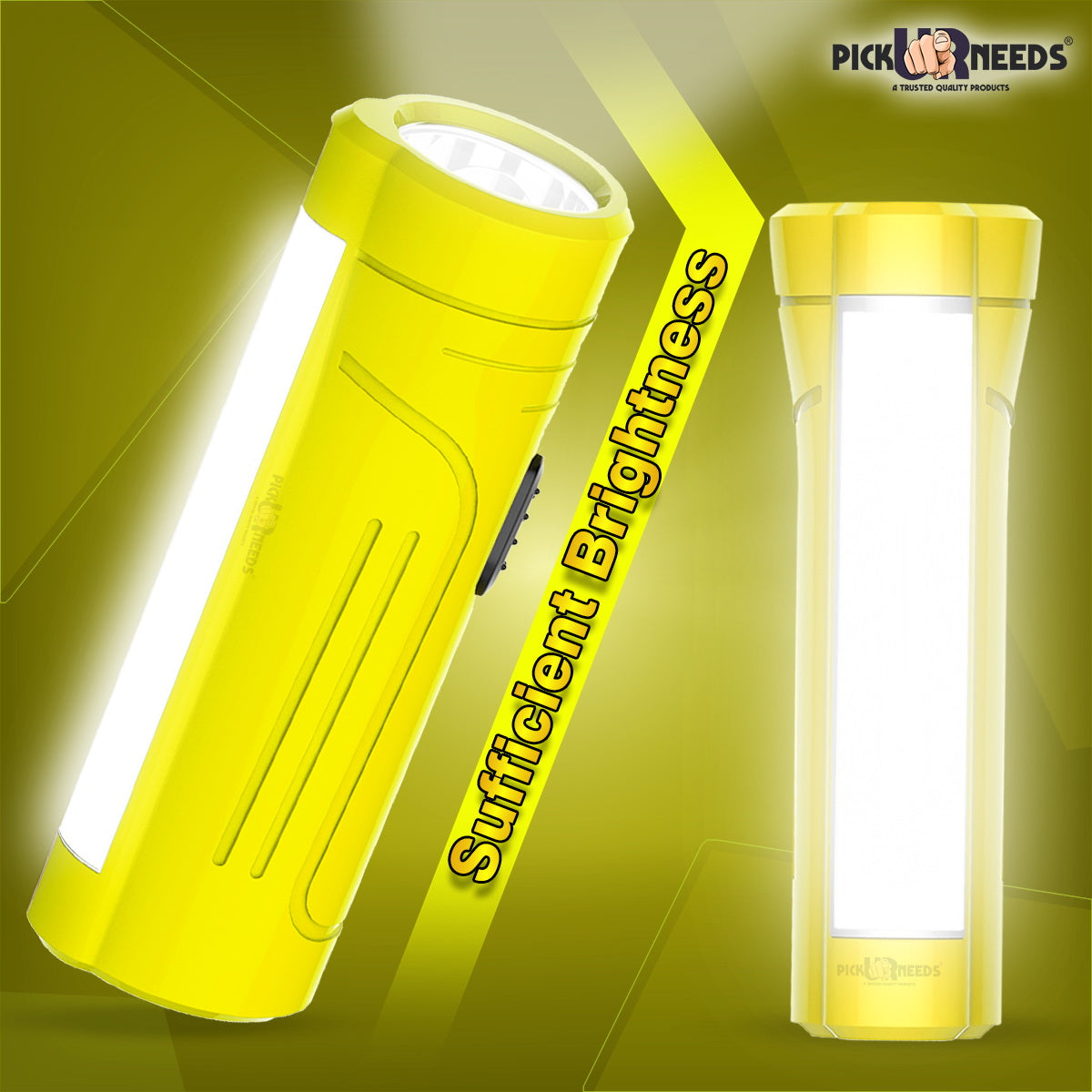 Pick Ur Needs Rechargeable Mini Pocket LED 25W Flashlight Torch With Emergency Side Tube Light 3 hrs Torch Emergency Light (Yellow)