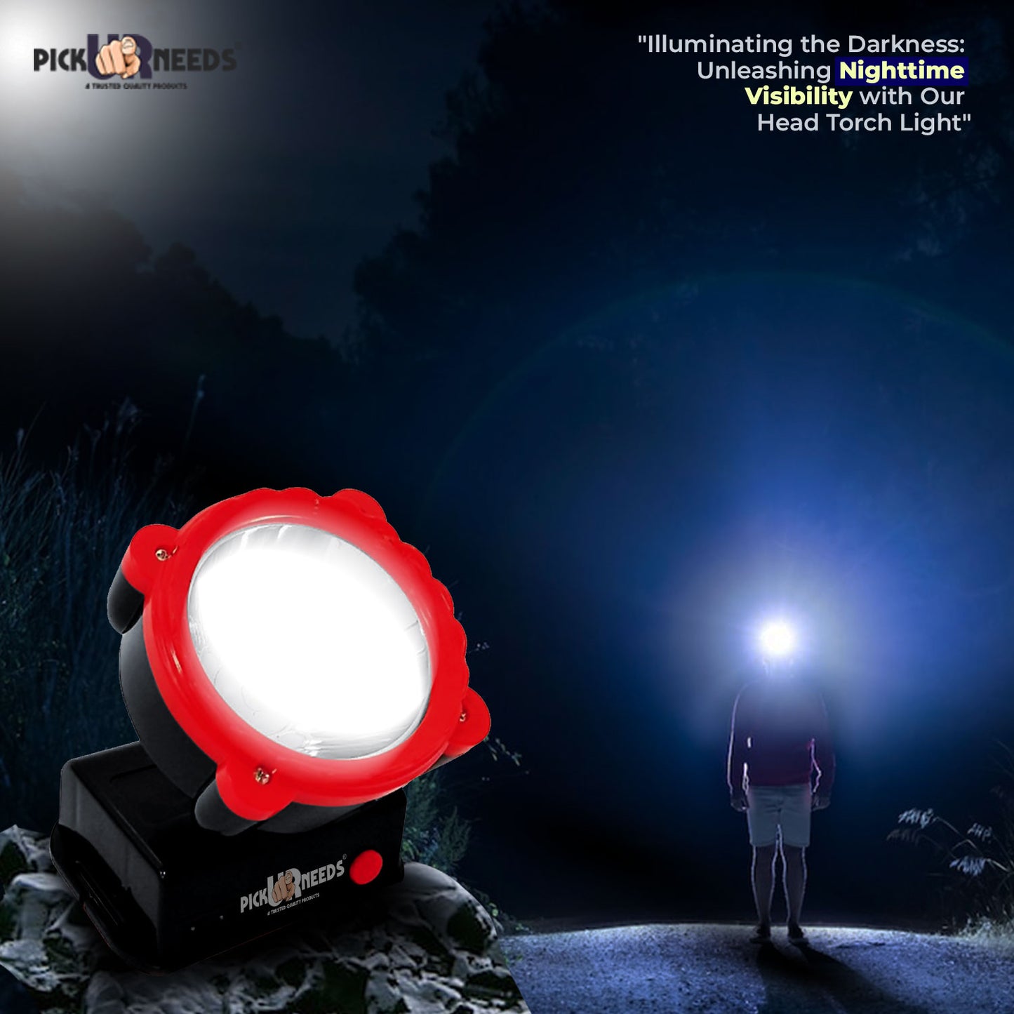 Pick Ur Needs Rechargeable 25W Head Light Laser LED Adjustable Head Lamp Torch Light 5 hrs Torch Emergency Light (Red)