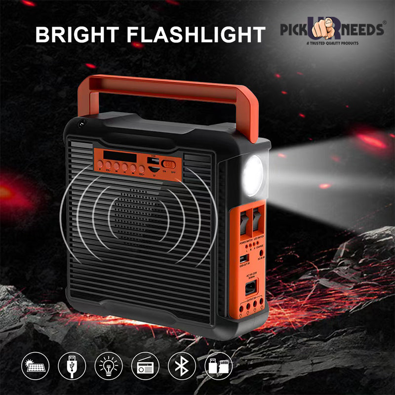 Pick Ur Needs Emergency Solar Power Set, Mini Generator With Bluetooth Speaker, Phone Charging 10 hrs Lantern Emergency Light (Black)