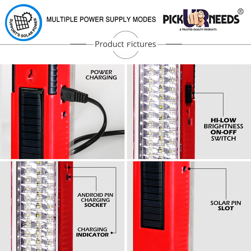 Pick Ur Needs Rechargeable 60 LED Mini Light With InBuilt Solar Panel Emergency Lantern Light