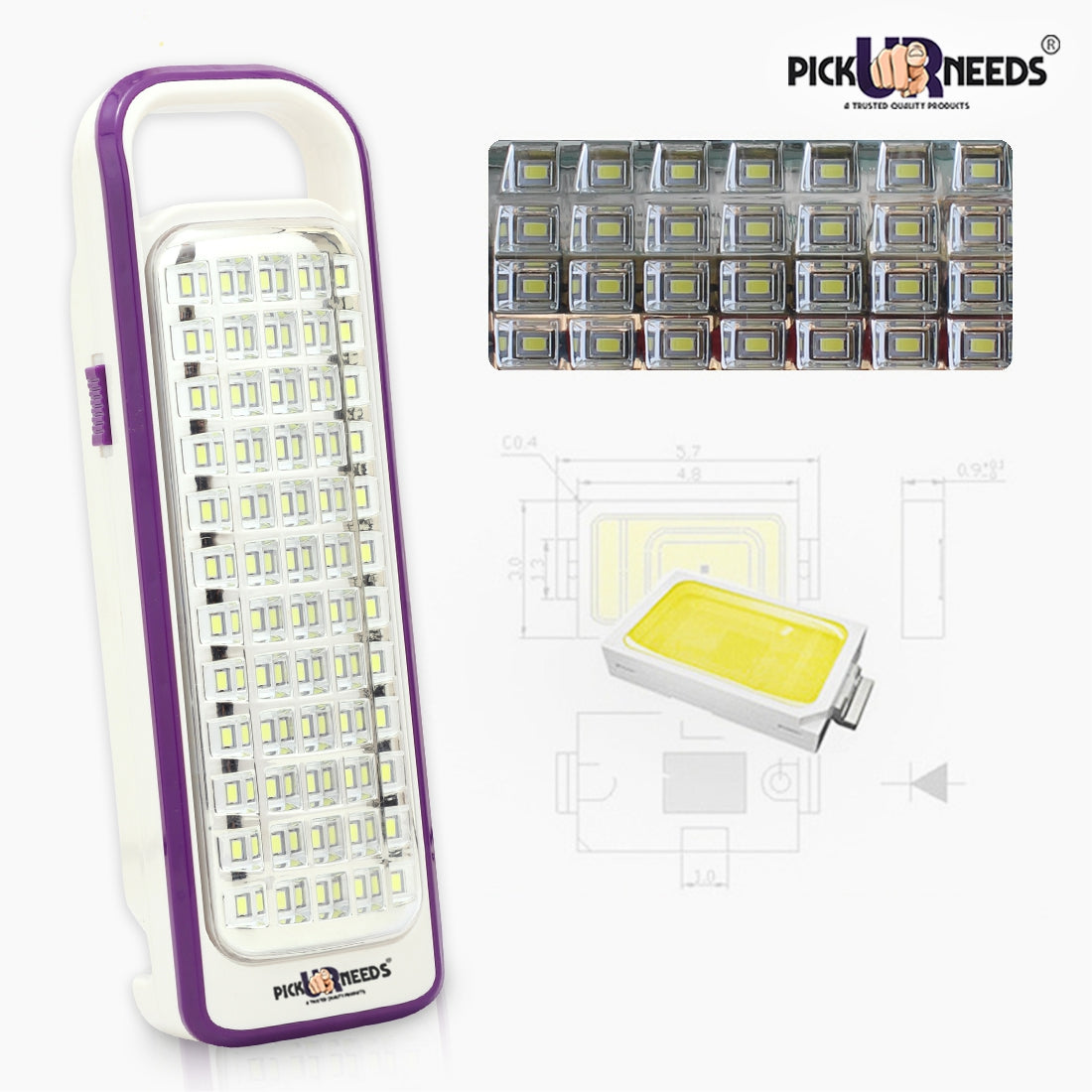 Pick Ur Needs Portable & Rechargeable Lantern Home Emergency Light Built-in 60-LED Bulbs