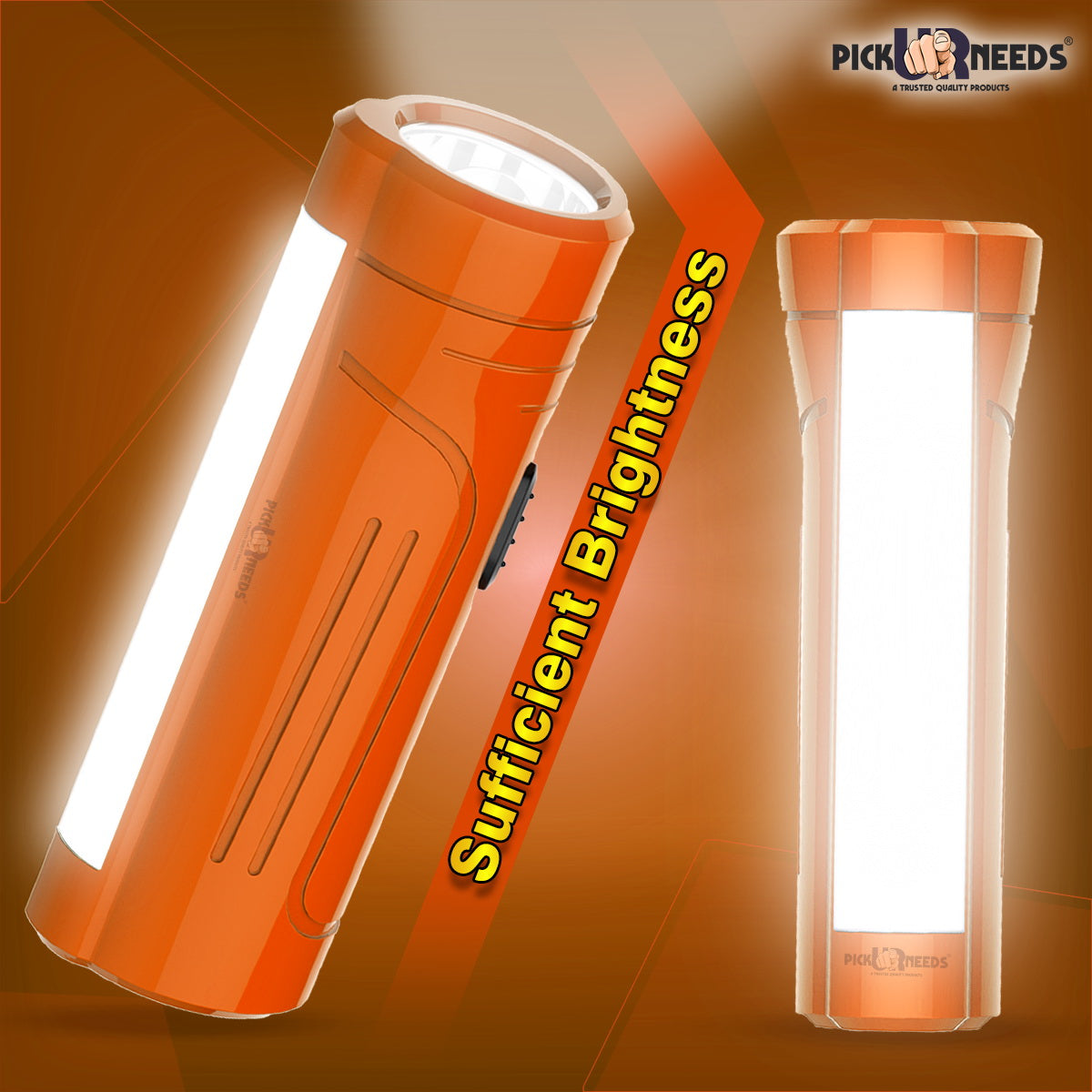Pick Ur Needs Mini LED 25W Rechargeable Flashlight Torch With Side Tube Light 3 hrs Torch Emergency Light (Blue) Pack of 2