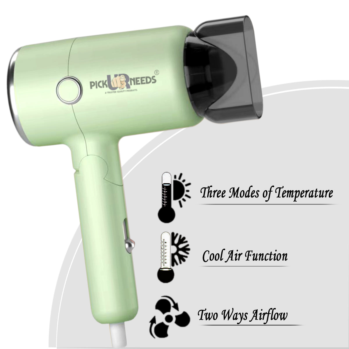 Pick Ur Needs Foldable Hair Dryer Stylish 2000W Professional Hot & Cold Hair Dryer with Handle Hair Dryer (2000 W, Green)