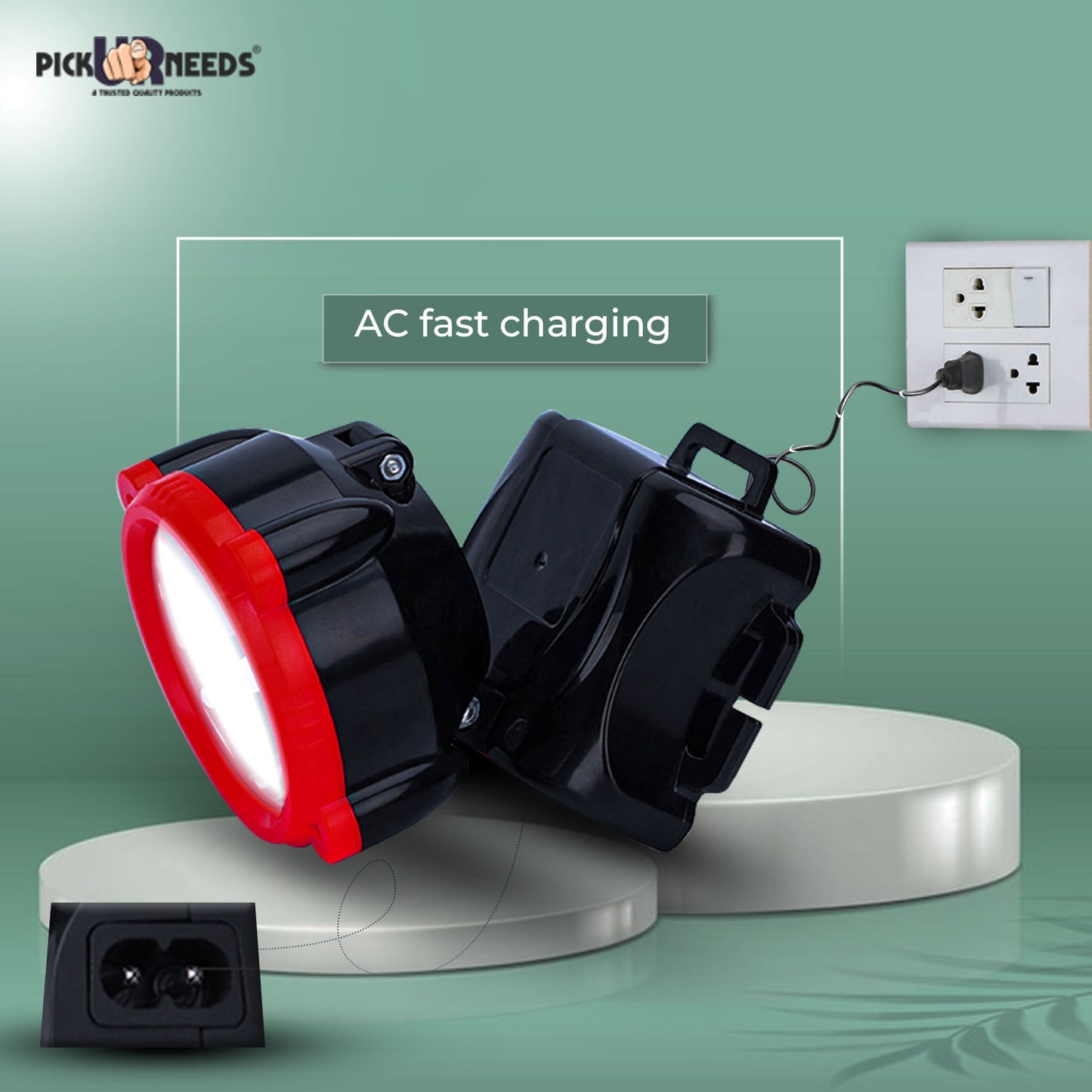 Pick Ur Needs Rechargeable 25W Head Light Laser LED Adjustable Head Lamp Torch Light 5 hrs Torch Emergency Light (Red)