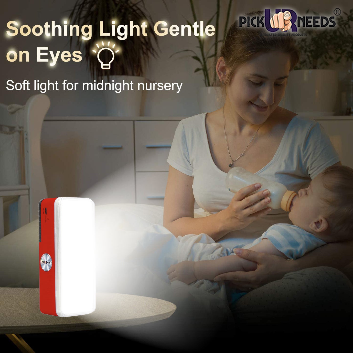 Pick Ur Needs High-Bright 2 Tube Rechargeable Floor Lantern Lamp With 5 Hrs Emergency Light