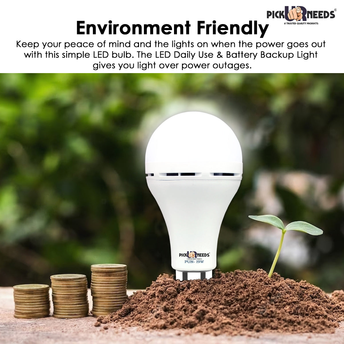 Pick Ur Needs Rechargeable 9W Inverter LED AC/DC Bulb For Home Emergency Light, Self-Charging 4 hrs Bulb Emergency Light (Pack of 4)