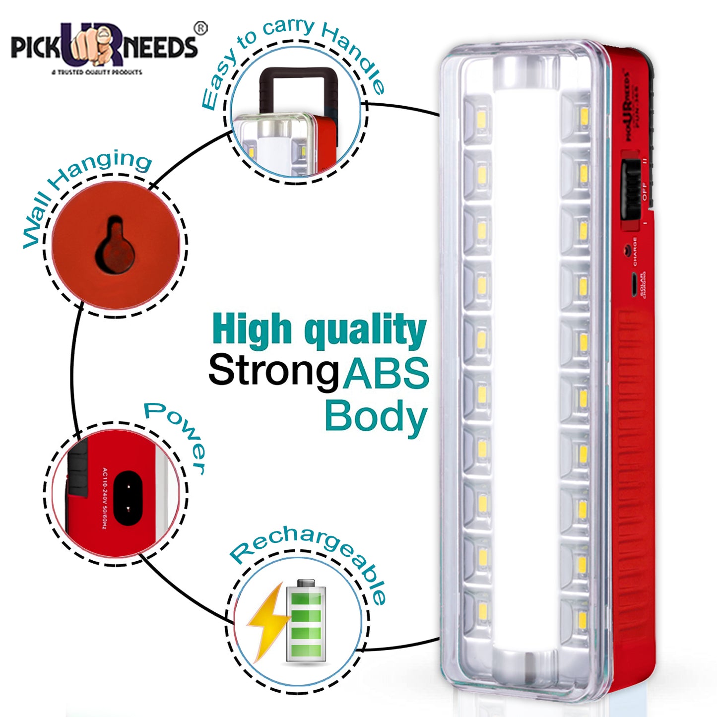 Pick Ur Needs Rechargeable High Quality 60 LED TUBE+SMD High-Bright LED 7 hrs Emergency Light