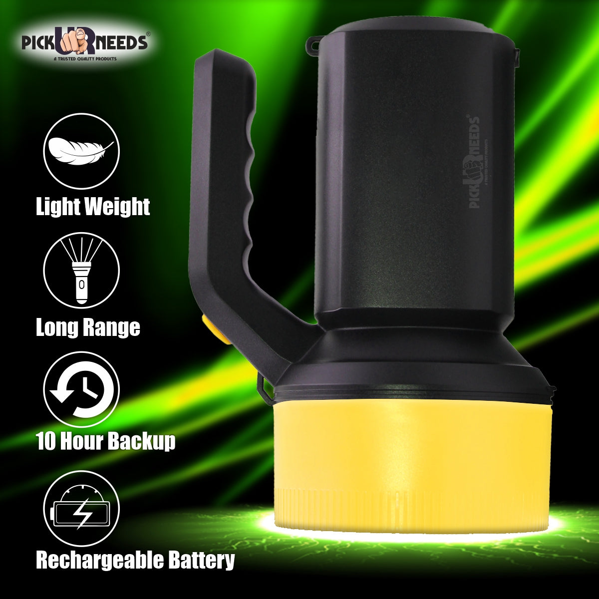 Pick Ur Needs Rechargeable Long Range Light 100W Searchlight with Multi-Functional + Blinker Handheld Torch