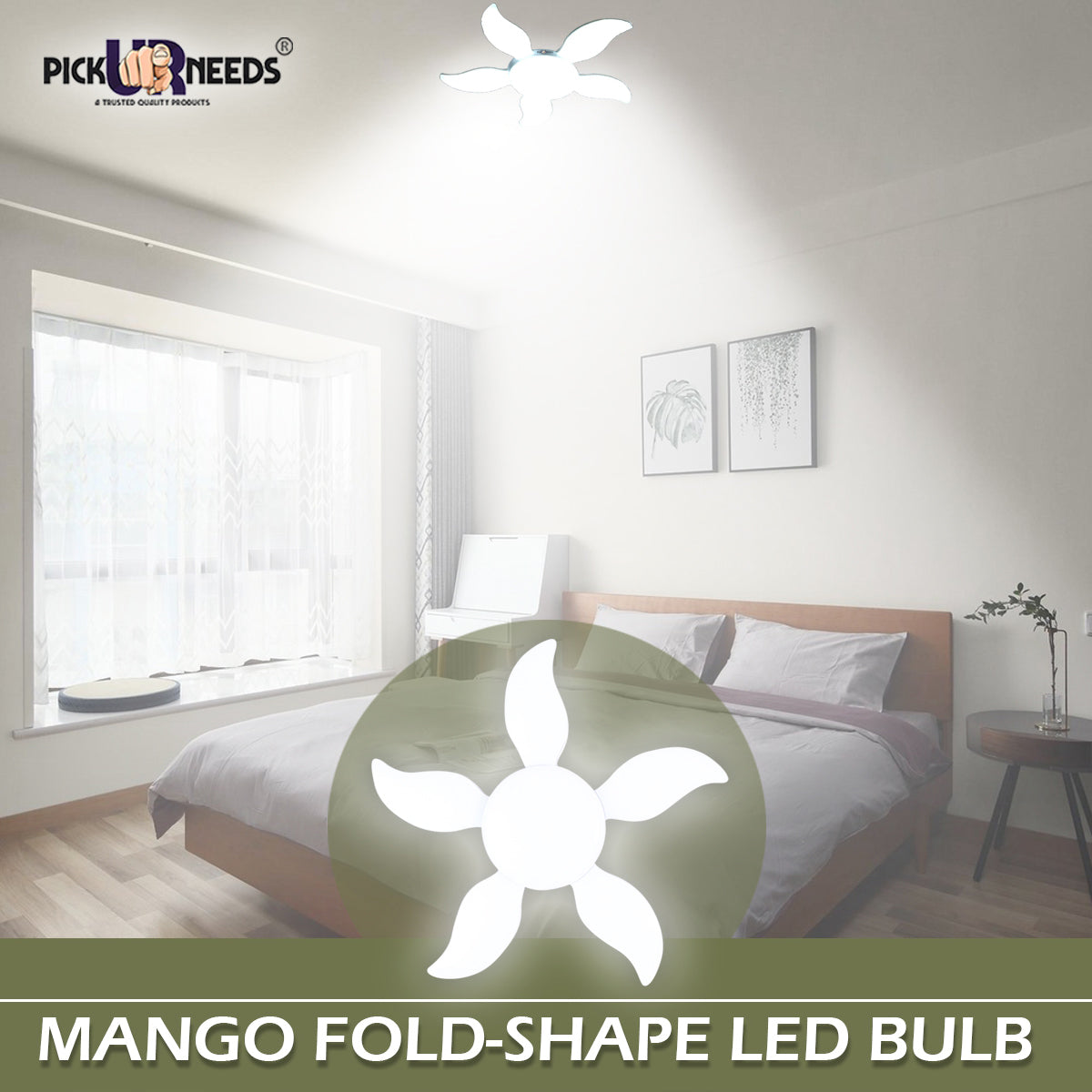 Pick Ur Needs Foldable Ceiling LED Blade Light Fan Bulb Adjustable Angle Pendants Ceiling Lamp Pack of 2
