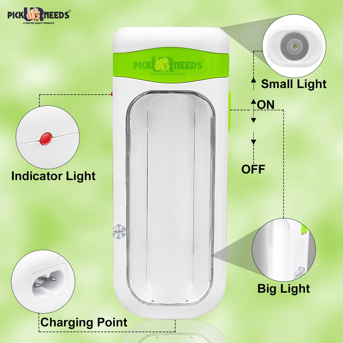 Pick Ur Needs Dual Power Mini Recharegable Home Emergency Led Light Torch 4 hrs Lantern Emergency Light (Orange)