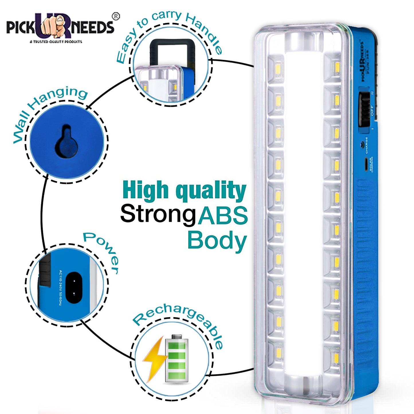 Pick Ur Needs Rechargeable High Quality 60 LED TUBE+SMD High-Bright LED 7 hrs Emergency Light