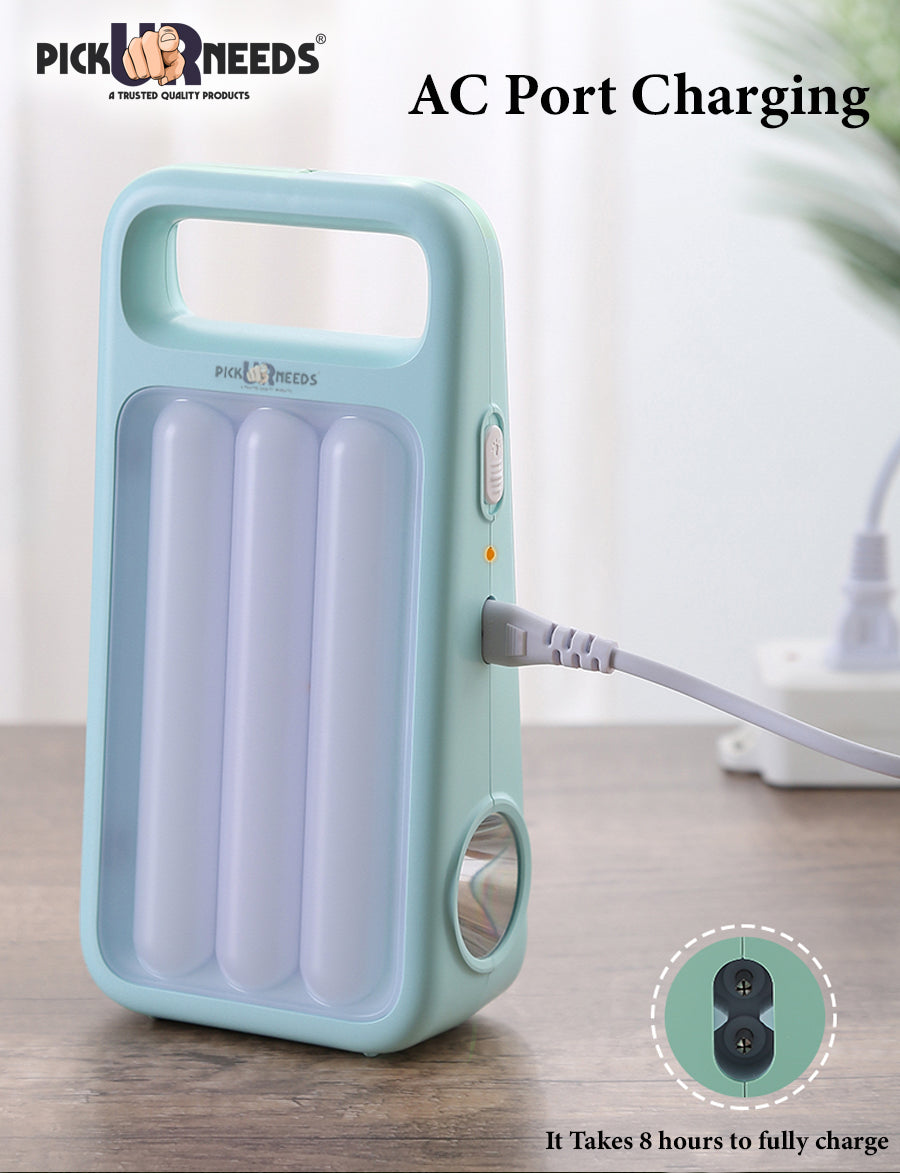 Pick Ur Needs 2 In 1 Rechargeable Led Home Emergency Tube Light With Spotlight 10 hrs 10 hrs Lantern Emergency Light (Blue)
