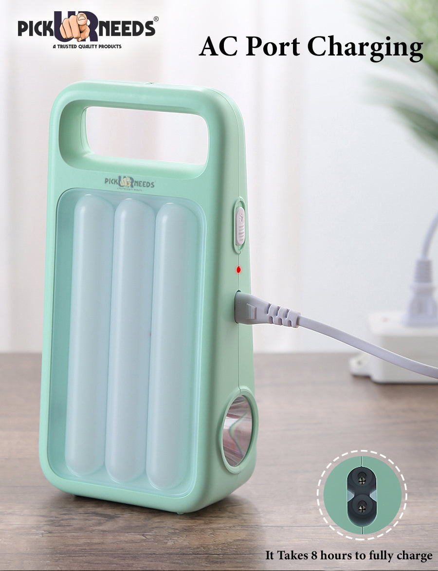 Pick Ur Needs 2 In 1 Rechargeable Led Home Emergency Tube Light With Spotlight 10 hrs 10 hrs Lantern Emergency Light (Blue)