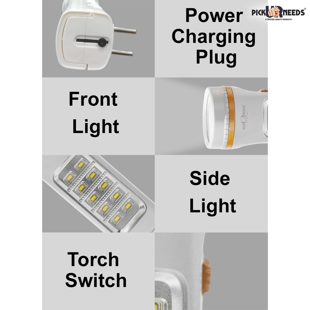 Pick Ur Needs Rechargeable 25W+10 SMD Emergency Long Range LED Torch Light With Slide charging 8 hrs Torch Emergency Light (Pack of 2)