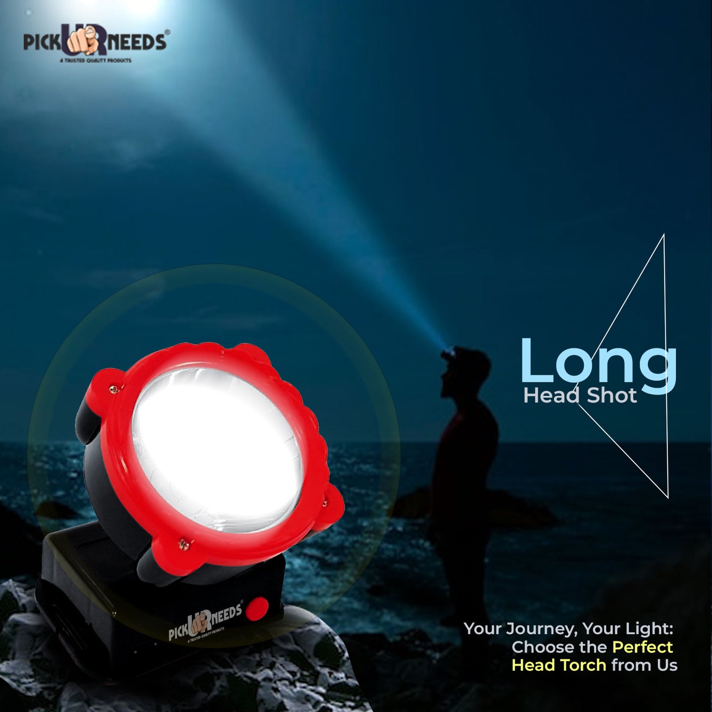 Pick Ur Needs Rechargeable 25W Head Light Laser LED Adjustable Head Lamp Torch Light 5 hrs Torch Emergency Light (Red)