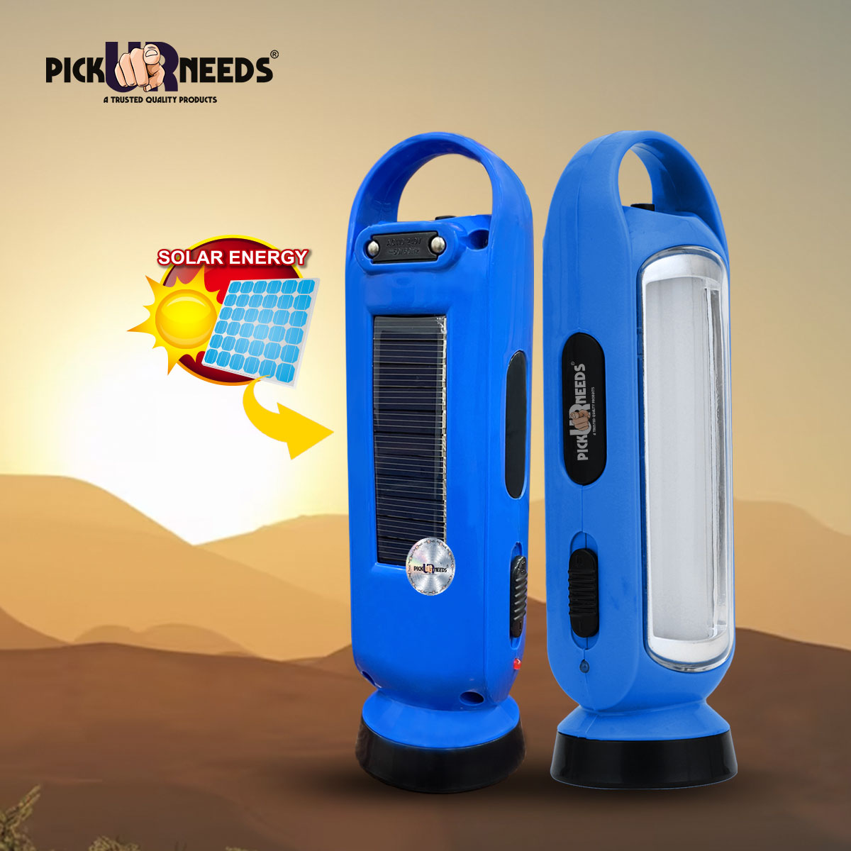 Pick Ur Needs 3 in 1 LED Solar Rechargeable Emergency Lantern Lamp Torch Light 4 hrs Torch Light