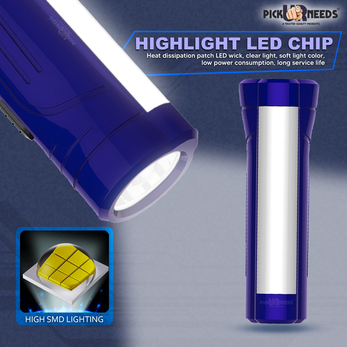 Pick Ur Needs Rechargeable Mini Pocket LED 25W Flashlight Torch With Emergency Side Tube Light 3 hrs Torch Emergency Light (Yellow)