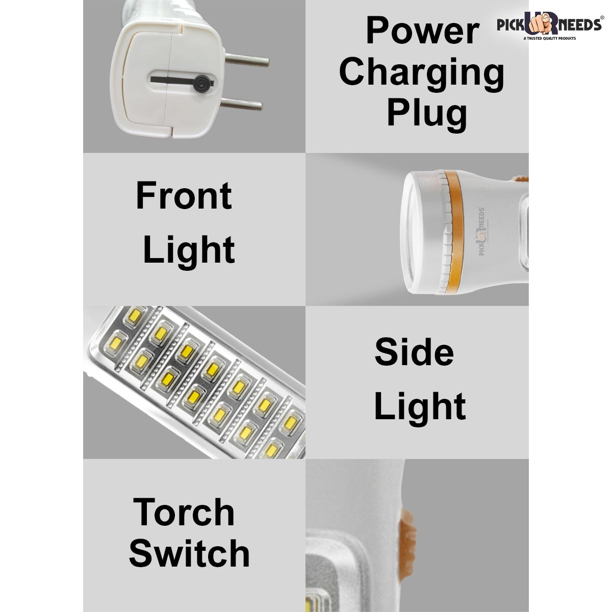 Pick Ur Needs Rechargeable 35W+14 SMD Emergency Long Range LED Torch Light With Slide charging 8 hrs Torch Emergency Light (Pack of 2)