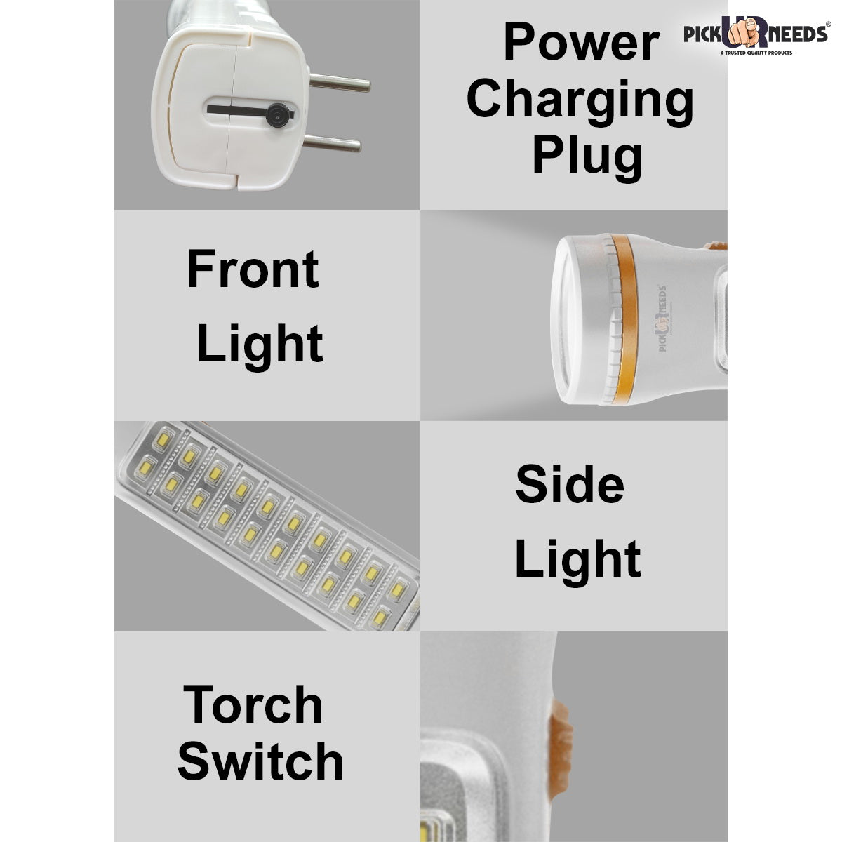 Pick Ur Needs Rechargeable 50W+20 SMD Emergency Long Range LED Torch Light With Slide charging 8 hrs Torch Emergency Light