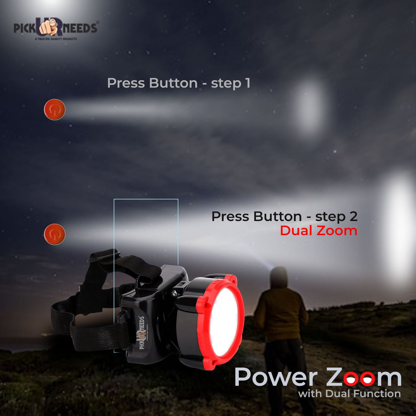 Pick Ur Needs Rechargeable 25W Head Light Laser LED Adjustable Head Lamp Torch Light 5 hrs Torch Emergency Light (Red)