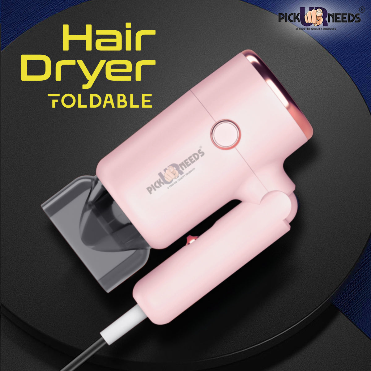 Pick Ur Needs Hair Dryer Stylish 2000W Mini Professional Hot & Cold with Handle Foldable,2 comb & Nozzle For Men & Women