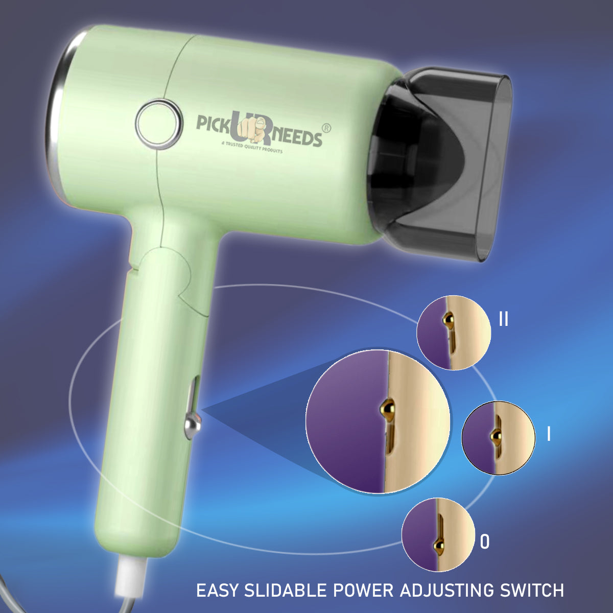 Pick Ur Needs Foldable Hair Dryer Stylish 2000W Professional Hot & Cold Hair Dryer with Handle Hair Dryer (2000 W, Green)