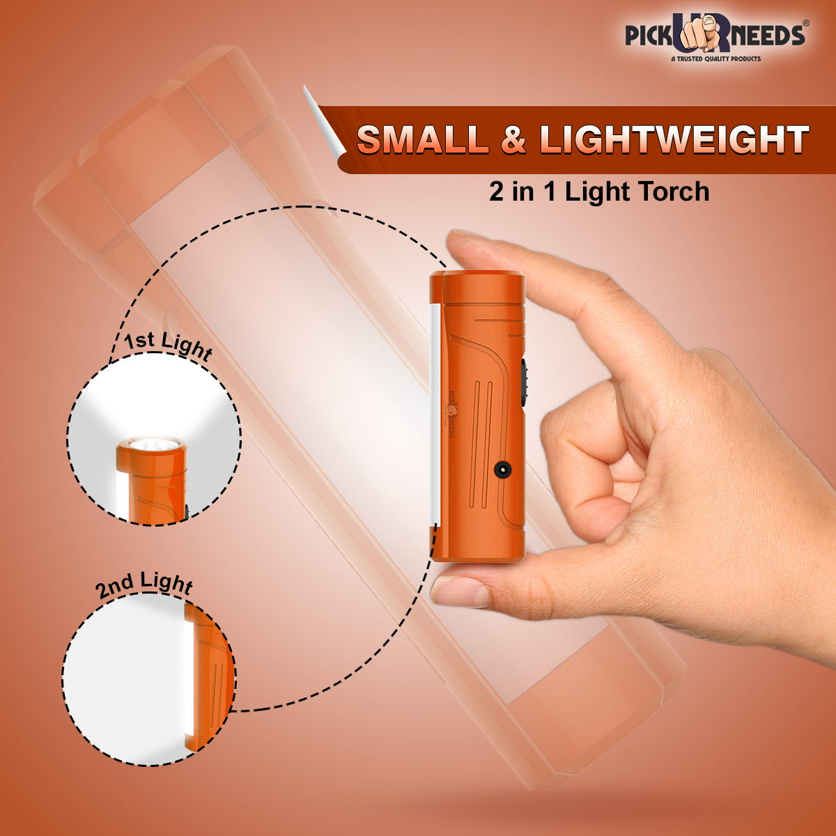 Pick Ur Needs Rechargeable Mini Pocket LED 25W Flashlight Torch With Emergency Side Tube Light 3 hrs Torch Emergency Light (Yellow)