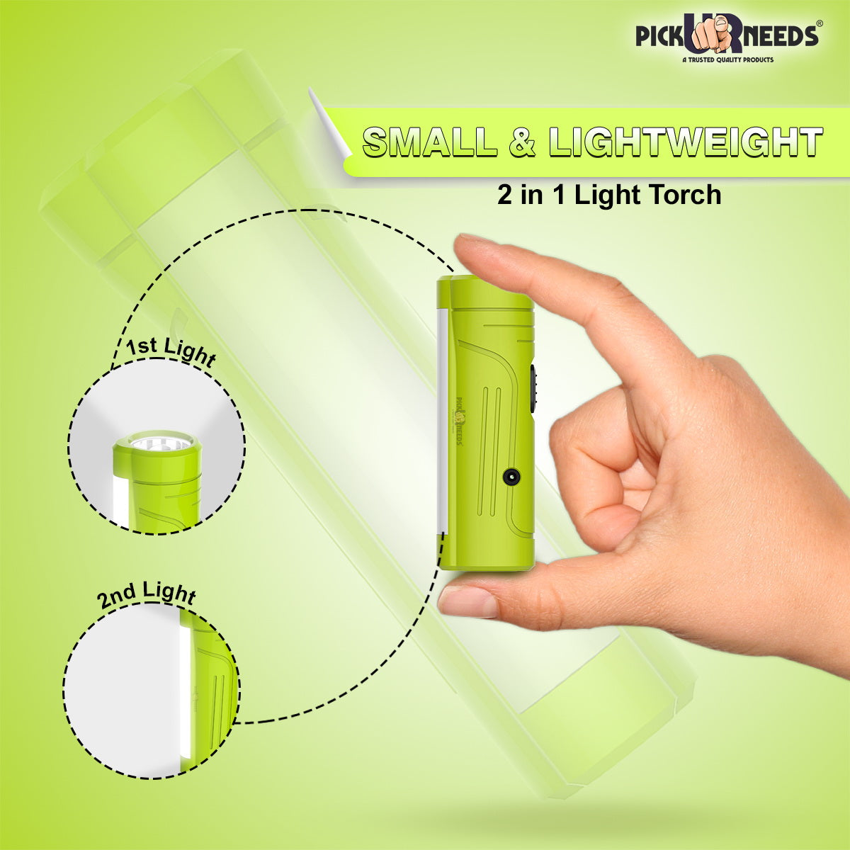 Pick Ur Needs Rechargeable Mini Pocket LED 25W Flashlight Torch With Emergency Side Tube Light 3 hrs Torch Emergency Light (Yellow)