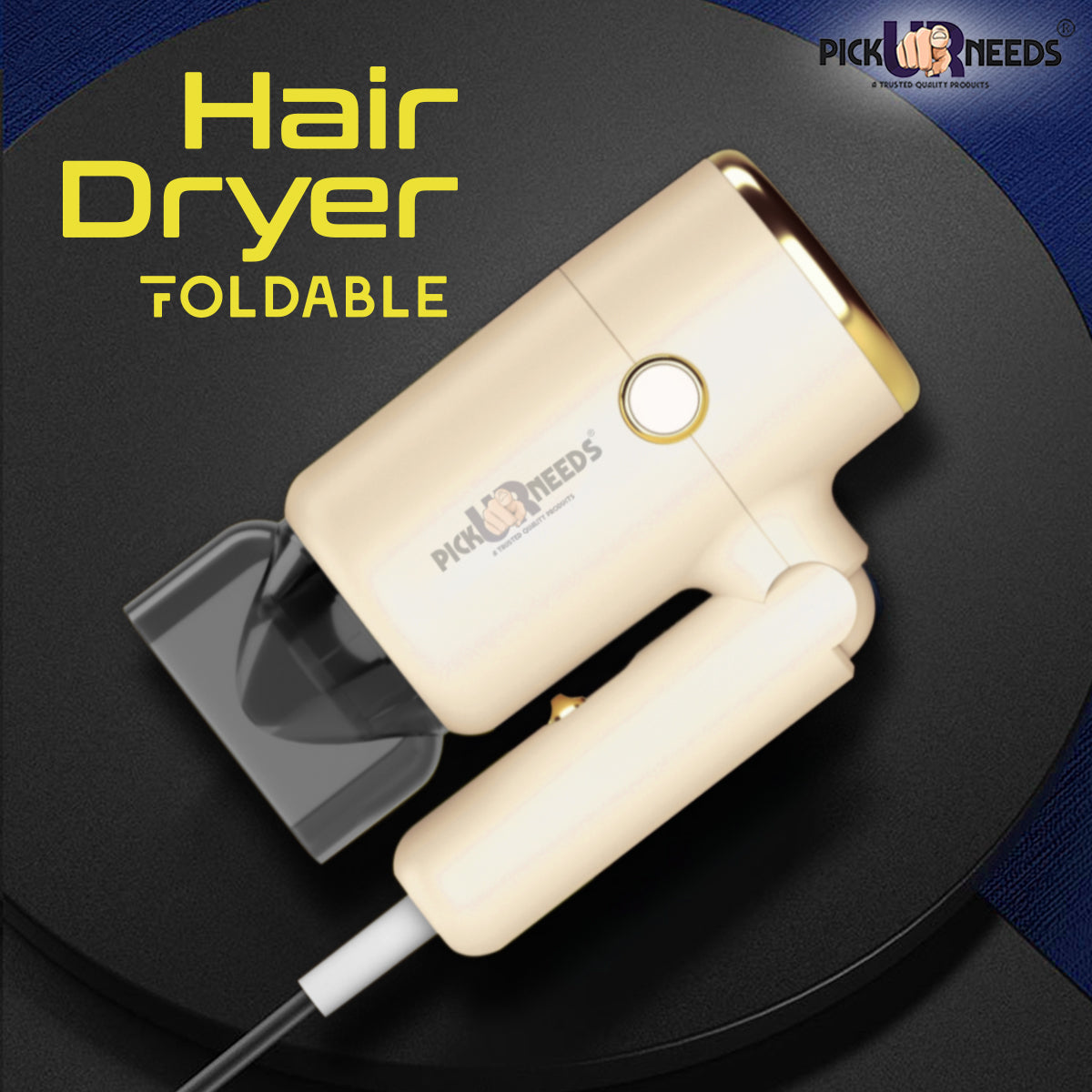 Pick Ur Needs Hair Dryer Stylish 2000W Mini Professional Hot & Cold with Handle Foldable,2 comb & Nozzle For Men & Women