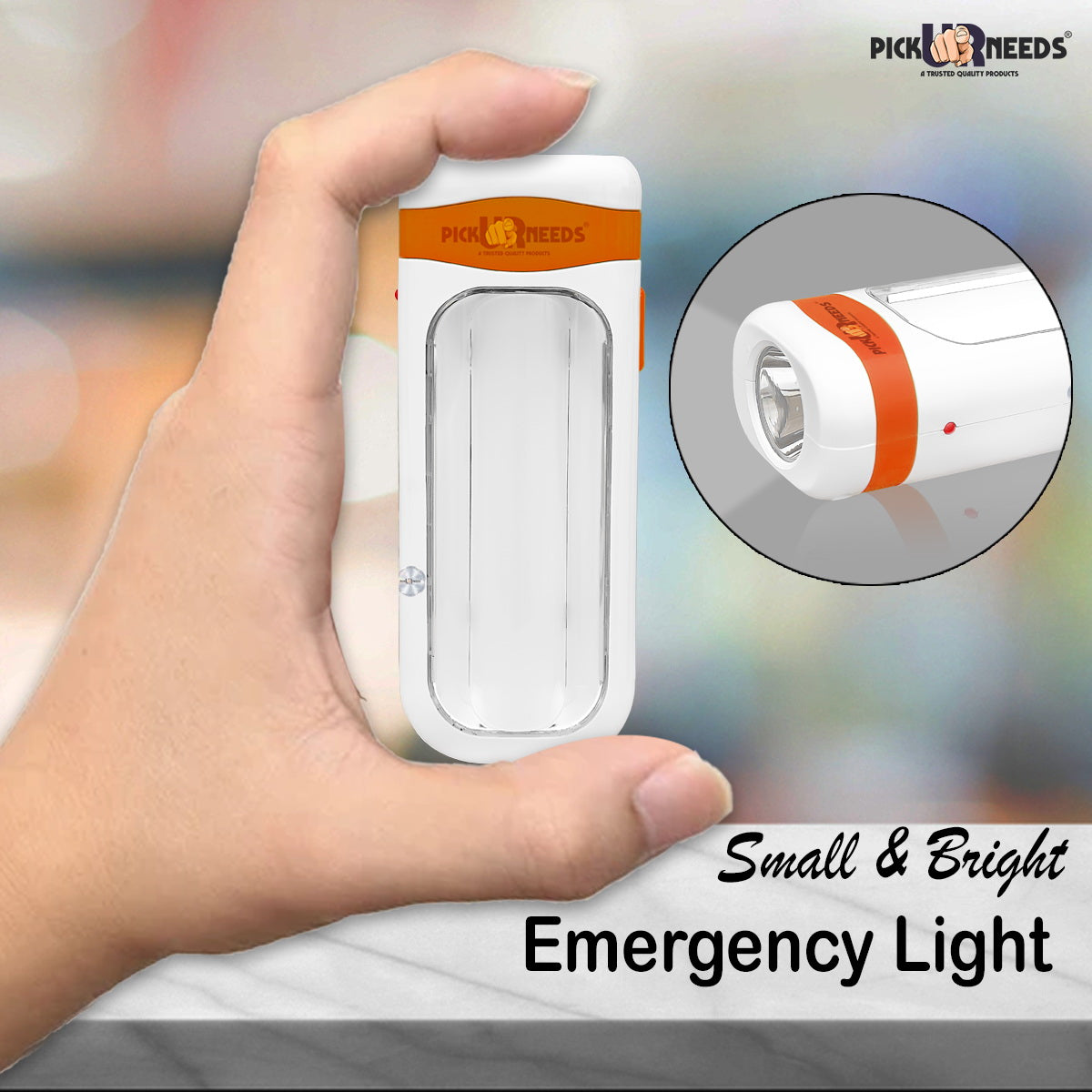 Pick Ur Needs Mini Home Emergency Rechargeable LED Floor Light Lamp with 4 hrs Lantern Emergency Light (Orange) Pack of 2