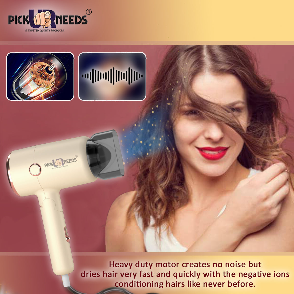 Pick Ur Needs Foldable Hair Dryer Stylish 2000W Professional Hot & Cold Hair Dryer with Handle Hair Dryer (2000 W, Green)