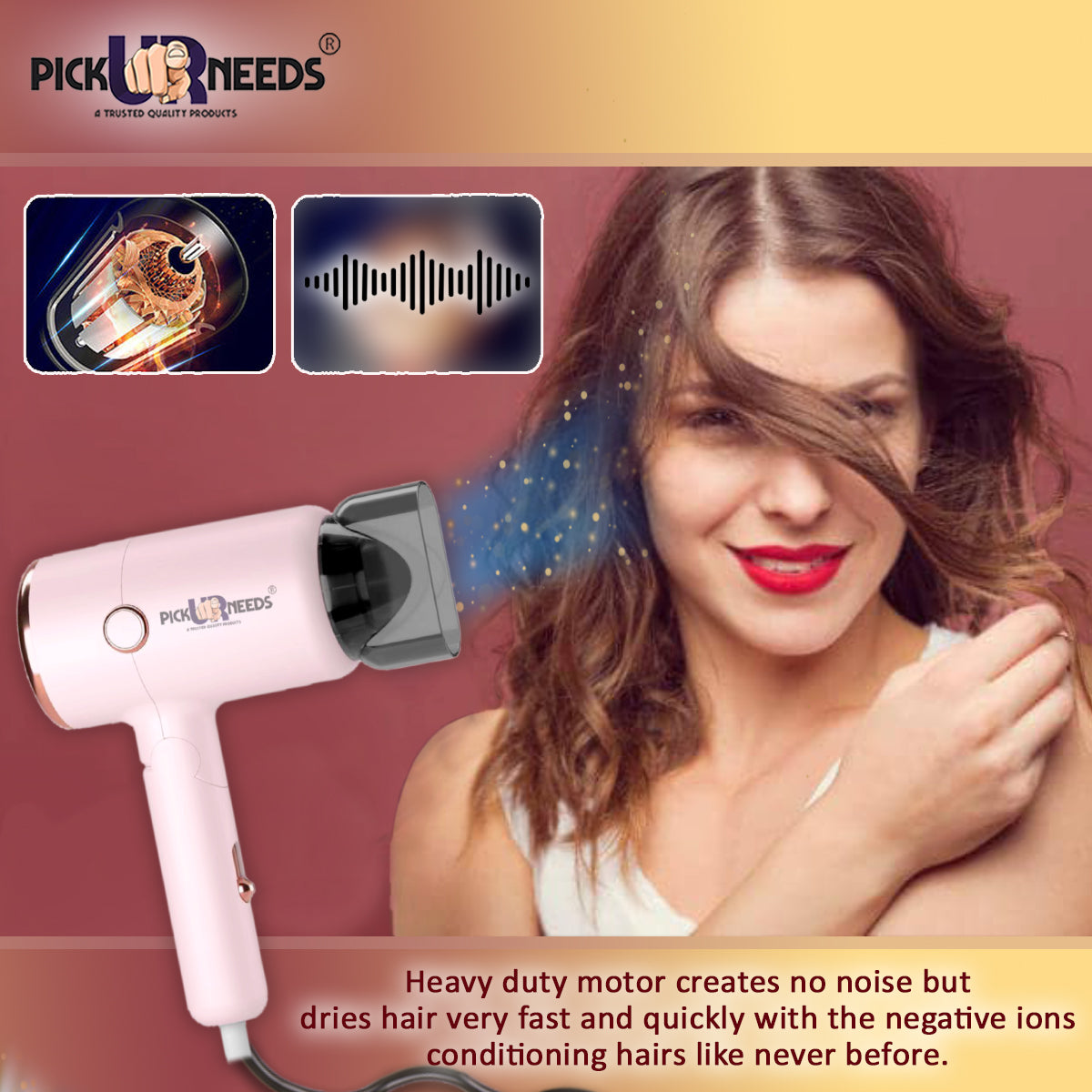 Pick Ur Needs Foldable Hair Dryer Stylish 2000W Professional Hot & Cold Hair Dryer with Handle Hair Dryer (2000 W, Green)