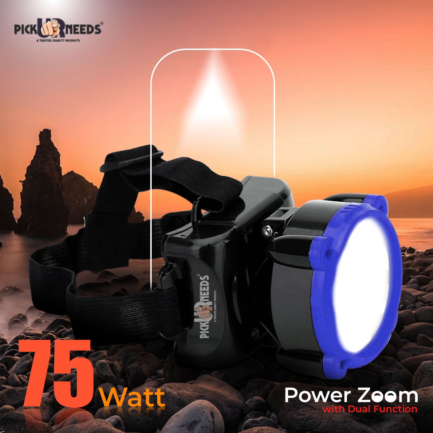 Pick Ur Needs Rechargeable 25W Head Light Laser LED Adjustable Head Lamp Torch Light 5 hrs Torch Emergency Light (Red)