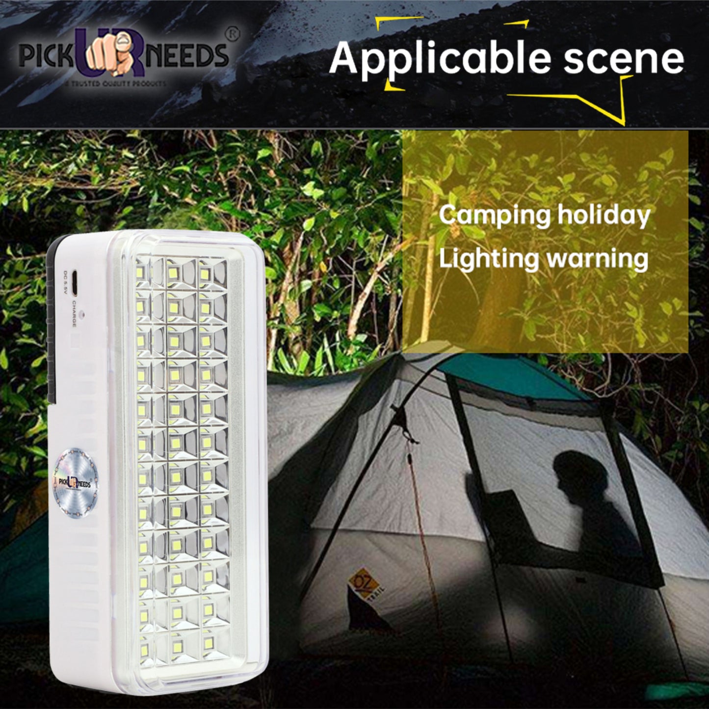 Pick Ur Needs Rechargeable Home Emergency Floor Lamp Charging 36 LED Lantern Light 5 hrs Lantern Emergency Light (White)