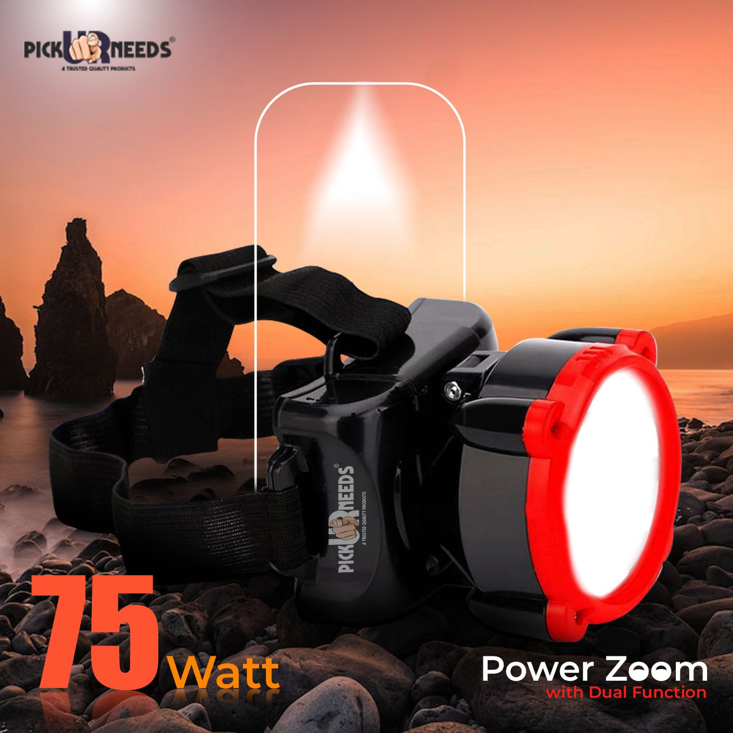 Pick Ur Needs Rechargeable 25W Head Light Laser LED Adjustable Head Lamp Torch Light 5 hrs Torch Emergency Light (Red)
