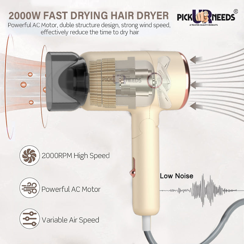 Pick Ur Needs Foldable Hair Dryer Stylish 2000W Professional Hot & Cold Hair Dryer with Handle Hair Dryer (2000 W, Green)
