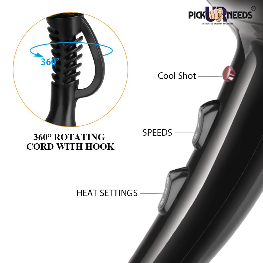 Pick Ur Needs Professional Stylish Hair Dryer With Over Heat Protection Hot And Cold Dryer Hair Dryer WIth Comb Reduser Hair Dryer (5000 W, Black)