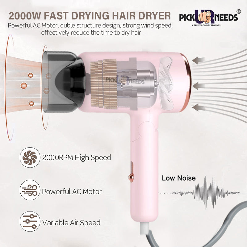 Pick Ur Needs Foldable Hair Dryer Stylish 2000W Professional Hot & Cold Hair Dryer with Handle Hair Dryer (2000 W, Green)