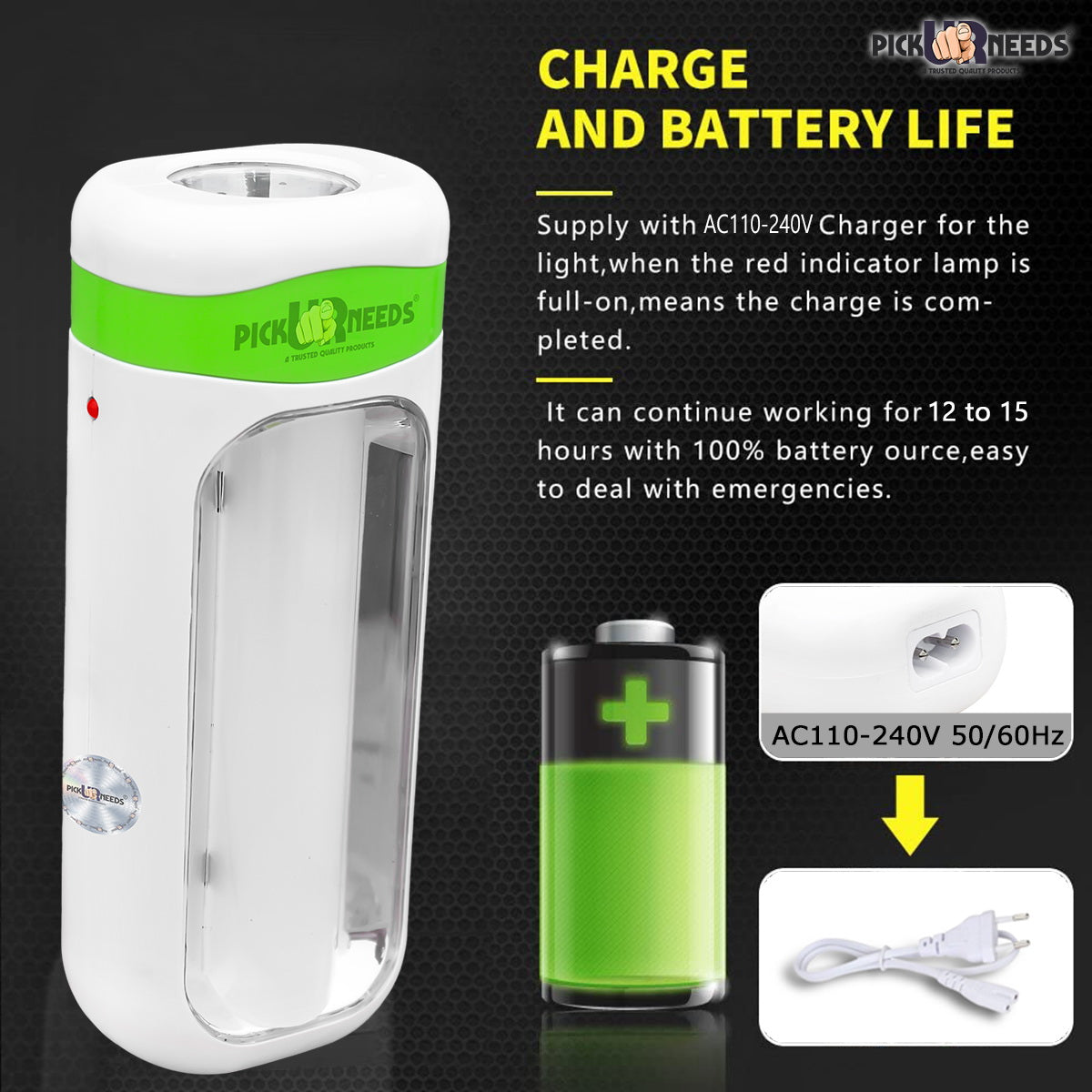 Pick Ur Needs Dual Power Mini Recharegable Home Emergency Led Light Torch 4 hrs Lantern Emergency Light (Orange)