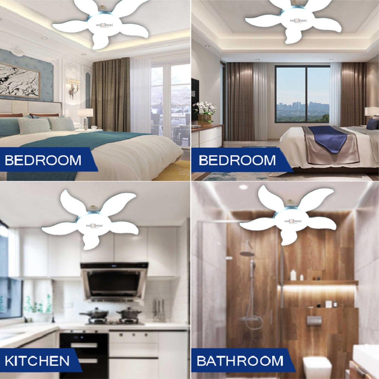 Pick Ur Needs Foldable Ceiling LED Blade Light Fan Bulb Adjustable Angle Pendants Ceiling Lamp Pack of 2