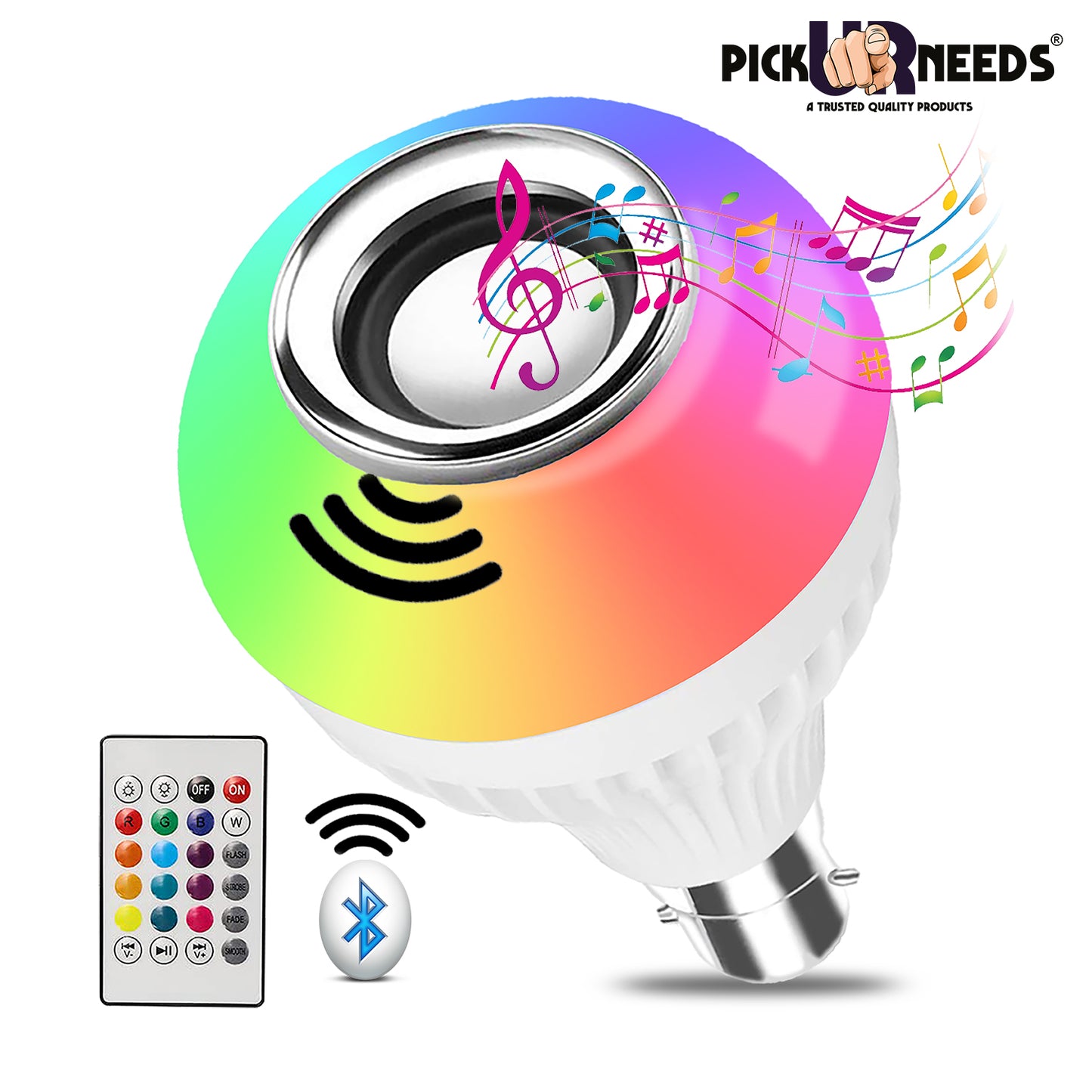Pick Ur Needs Smart Lighting Music Bulb with Bluetooth Speaker Color Changing , DJ Lights with Remote Control