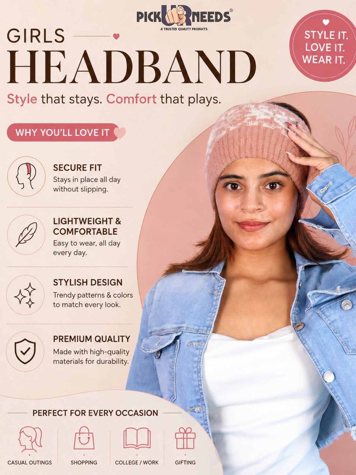 Pick Ur Needs Winter Headband for Women & Men Stretchable Ear Warmer Kanpatti Hair Band Cozy Head Cover for Walking, Running & Travel