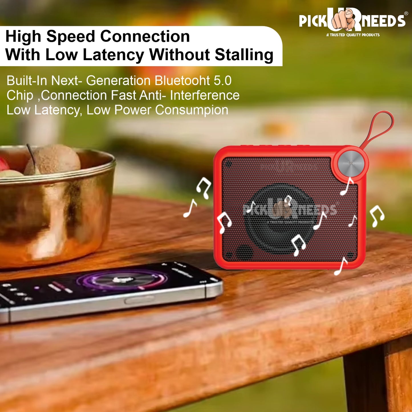Pick Ur Needs Rechargeable Box Sound Wireless Speaker 5W – TWS, 4H Playback, TF/SD/USB/FM 5 W Bluetooth Speaker (Black, 5.0 Channel)