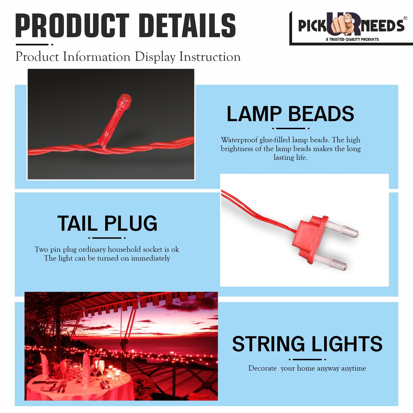 Pick Ur Needs decorative light fixture known for its elegant design and ambient glow. Often used in homes and events, it adds a warm, inviting atmosphere with a touch of traditional or contemporary charm.