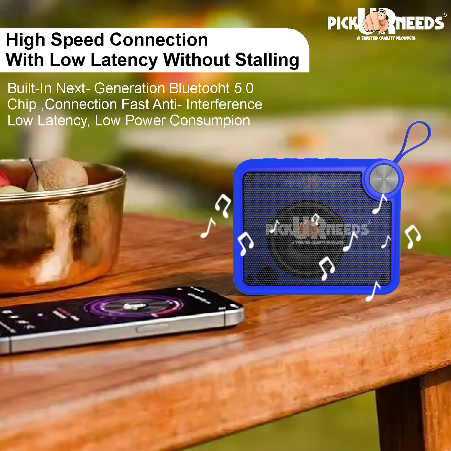 Pick Ur Needs Rechargeable Box Sound Wireless Speaker 5W – TWS, 4H Playback, TF/SD/USB/FM 5 W Bluetooth Speaker (Black, 5.0 Channel)