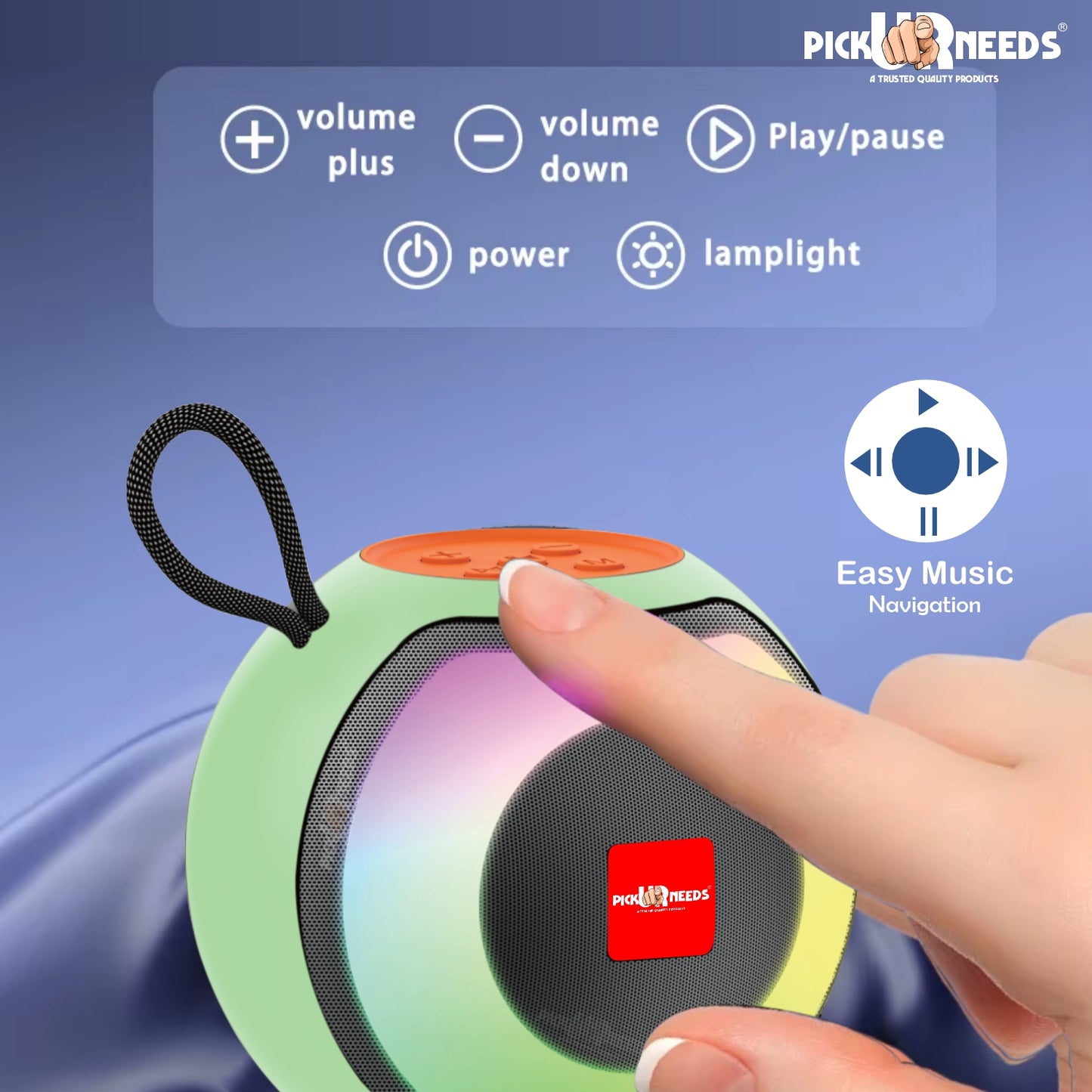 Pick Ur Needs Compact Rechargeable Boom Bass Wireless Speakers - RGB LED Light, 4Hrs, 1200mAh 5 W Bluetooth Speaker (Black, 5.0 Channel)
