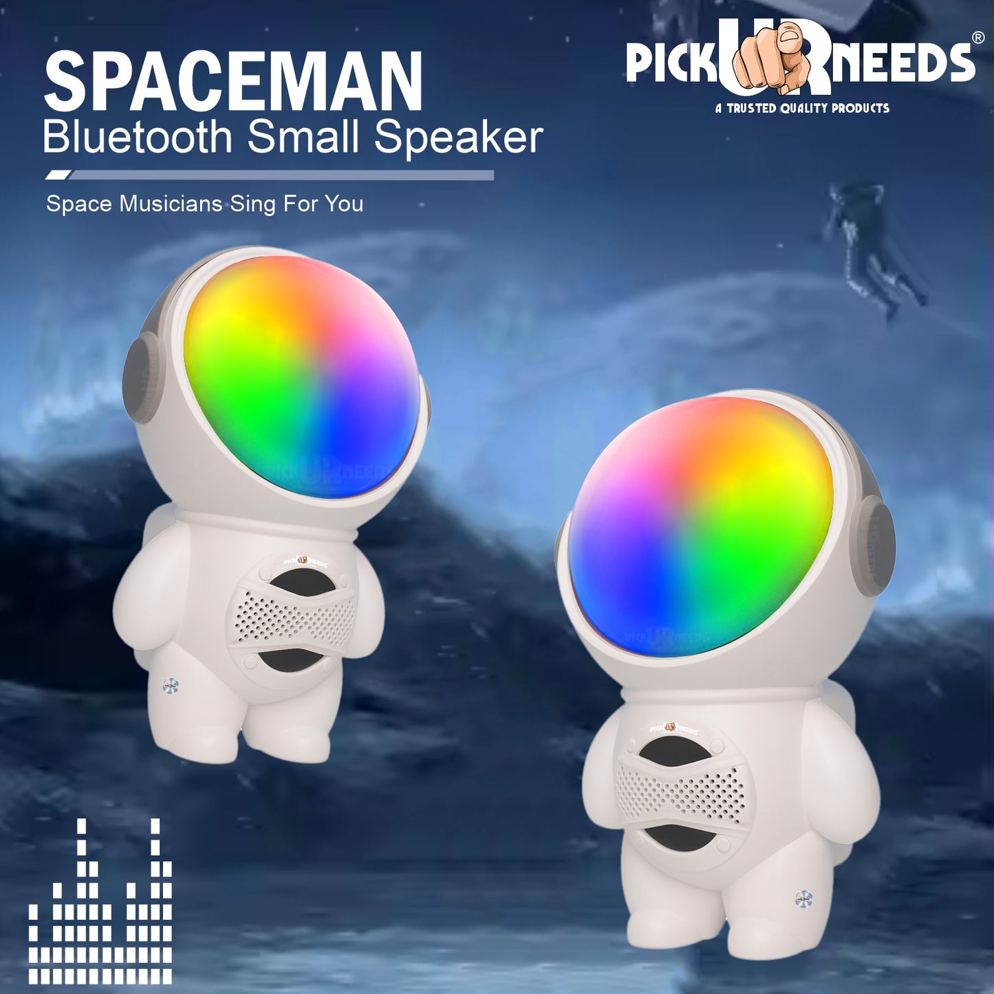Pick Ur Needs Astronaut Portable Wireless Mini DJ Bluetooth Speaker with Dynamic Thunder Sound, 6.8W HiFi Bass, LED Lights, 1200mAh Battery, USB/TF Card Playback