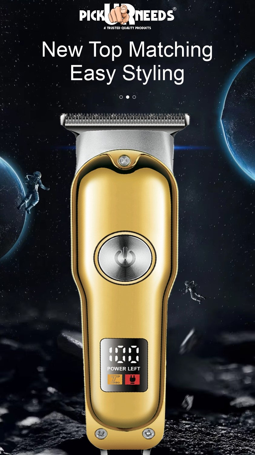 Pick Ur Needs Professional High Quality Hair Clipper Shaver 1200mAH Battery Trimmer 180 min Runtime 3 Length Settings (Gold)