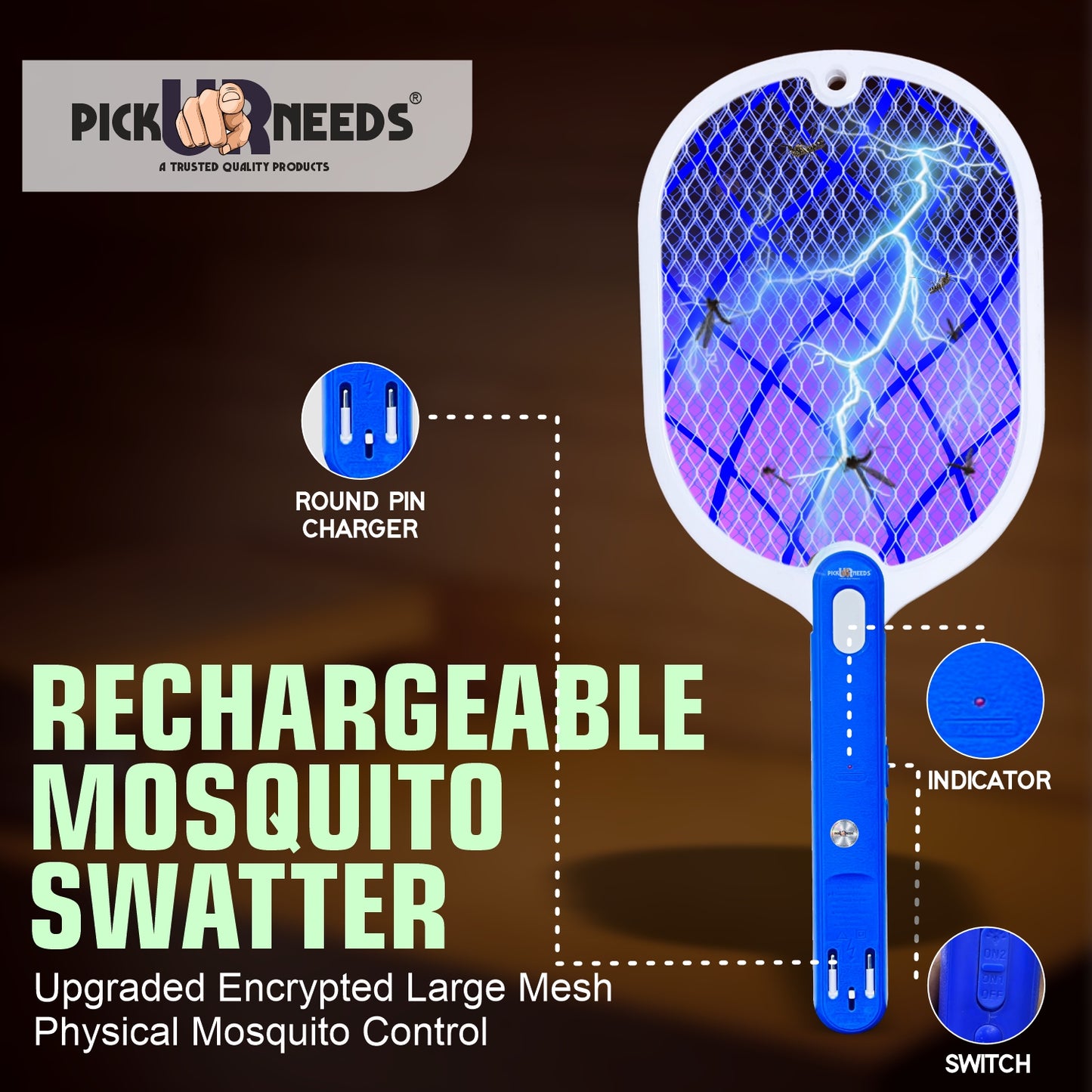 Pick Ur Needs High Power Rechargeable Mosquito Killer Bat/Racket For Indoor & Outdoor Electric Insect Killer Indoor, Outdoor (Bat)