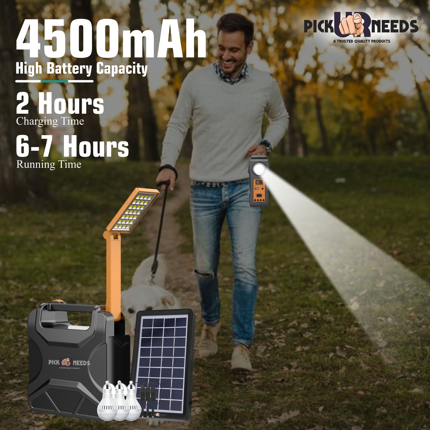 Pick Ur Needs Solar Chargeable Inverter Light Set With Study Lamp + 3 Bulb 1 USB Charging Port Solar Light Set (Ceiling Mounted Pack of 1)